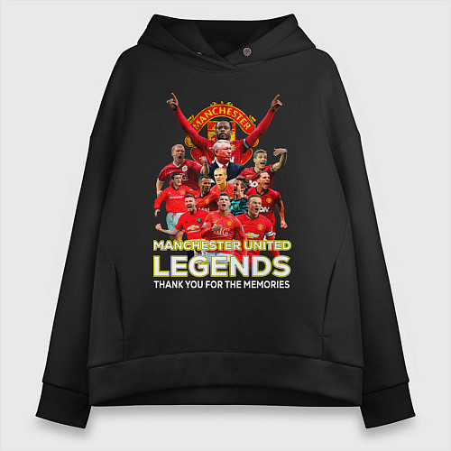 Женское худи оверсайз Легенды Манчестера Manchester United Legends / Черный – фото 1
