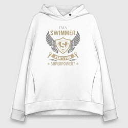Толстовка оверсайз женская Я пловец А у тебя какая суперсила?, цвет: белый