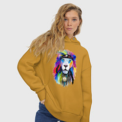 Толстовка оверсайз женская Color lion! Neon!, цвет: горчичный — фото 2