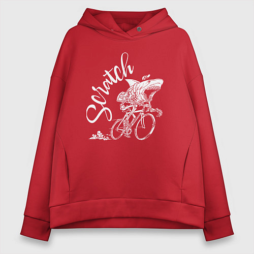 Женское худи оверсайз Scratch - трековые велогонки / Красный – фото 1