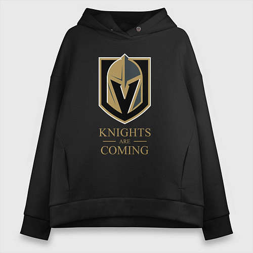 Женское худи оверсайз Knights are coming , Вегас Голден Найтс , Vegas Go / Черный – фото 1