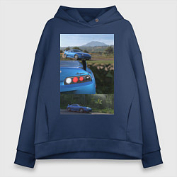 Толстовка оверсайз женская Forza Horizon 5 Toyota Supra, цвет: тёмно-синий