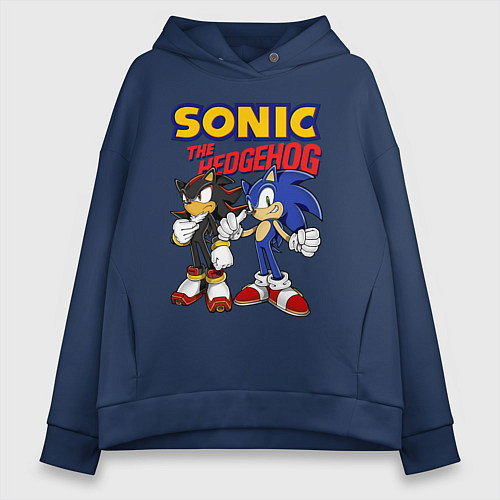 Женское худи оверсайз ЕЖ СОНИК SONIC THE HEDGEHOG / Тёмно-синий – фото 1
