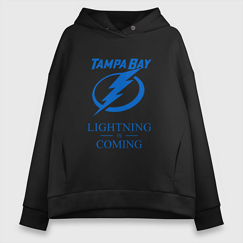 Женское худи оверсайз Tampa Bay Lightning is coming, Тампа Бэй Лайтнинг / Черный – фото 1