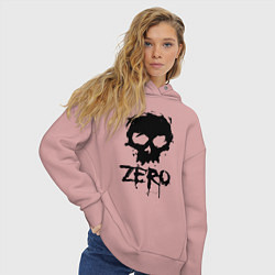 Толстовка оверсайз женская Zero skull, цвет: пыльно-розовый — фото 2