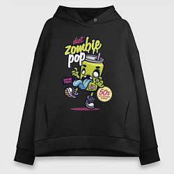 Толстовка оверсайз женская Diet Zombie Pop Sugar free Pop art, цвет: черный