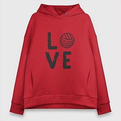 Толстовка оверсайз женская Volleyball - Love, цвет: красный