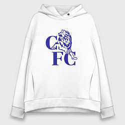Толстовка оверсайз женская Chelsea Челси Ретро логотип, цвет: белый
