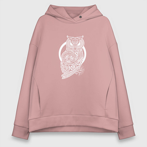 Женское худи оверсайз Celtic Owl / Пыльно-розовый – фото 1