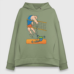 Толстовка оверсайз женская Мощный волейбольный удар, цвет: авокадо