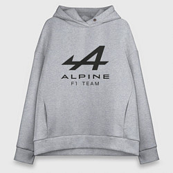 Женское худи оверсайз Alpine F1 team Black Logo