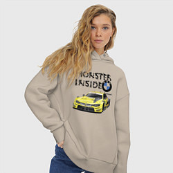 Толстовка оверсайз женская BMW M Power Monster inside, цвет: миндальный — фото 2