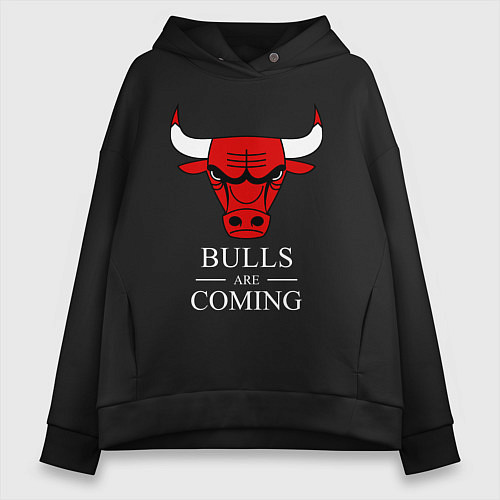 Женское худи оверсайз Chicago Bulls are coming Чикаго Буллз / Черный – фото 1