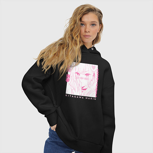 Женское худи оверсайз Кросплеер Китагава / Черный – фото 3