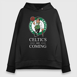 Толстовка оверсайз женская Boston Celtics are coming Бостон Селтикс, цвет: черный