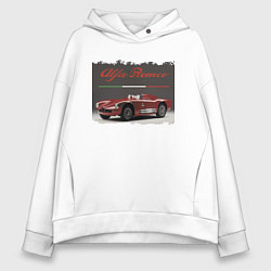 Толстовка оверсайз женская Alfa Romeo Retro, цвет: белый
