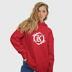 Толстовка оверсайз женская Кукрыниксы логотип, цвет: красный — фото 2