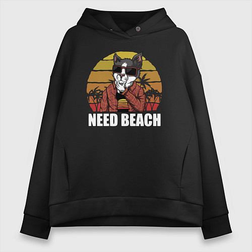 Женское худи оверсайз Need Beach / Черный – фото 1