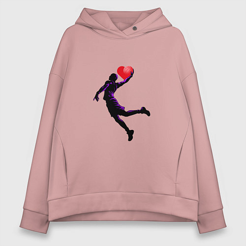 Женское худи оверсайз Сердце Баскетболиста / Пыльно-розовый – фото 1