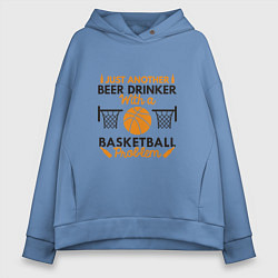 Толстовка оверсайз женская Basketball & Beer, цвет: мягкое небо