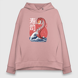 Толстовка оверсайз женская Kraken Kawaii Sushi, цвет: пыльно-розовый