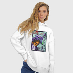 Толстовка оверсайз женская Евангелион eva 01 робот, цвет: белый — фото 2