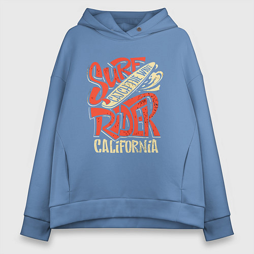 Женское худи оверсайз Surf rider Catch the wave California / Мягкое небо – фото 1