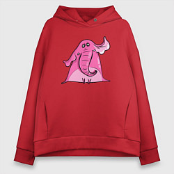 Толстовка оверсайз женская Розовый слон, цвет: красный