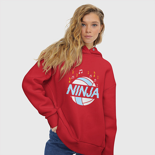 Женское худи оверсайз Volleyball Ninja / Красный – фото 3