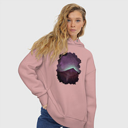 Толстовка оверсайз женская Ночь, горы, палатка, цвет: пыльно-розовый — фото 2