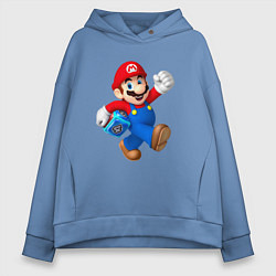 Толстовка оверсайз женская Super Mario Hero!, цвет: мягкое небо