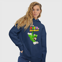 Толстовка оверсайз женская Luigi cat Super Mario 3D World Nintendo, цвет: тёмно-синий — фото 2