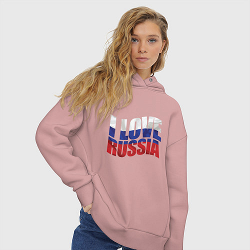 Женское худи оверсайз Love - Russia / Пыльно-розовый – фото 3