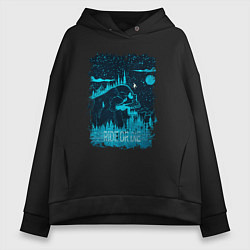 Толстовка оверсайз женская Ski Ride or Die, цвет: черный