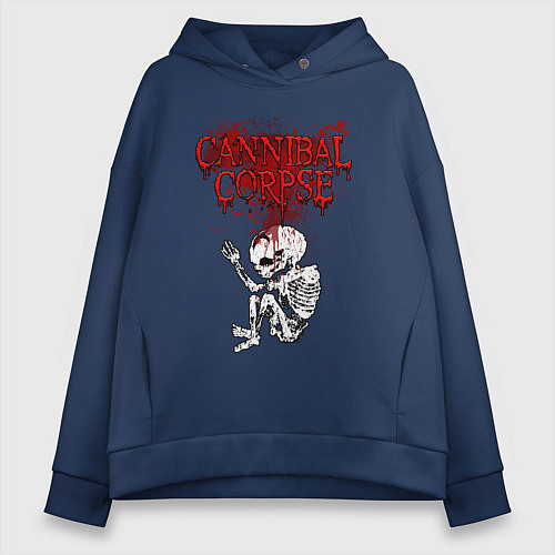Женское худи оверсайз Cannibal Corpse skeleton / Тёмно-синий – фото 1