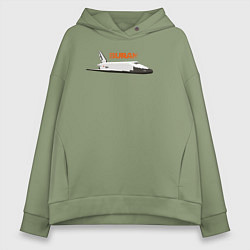 Толстовка оверсайз женская Буран шаттл СССР, цвет: авокадо