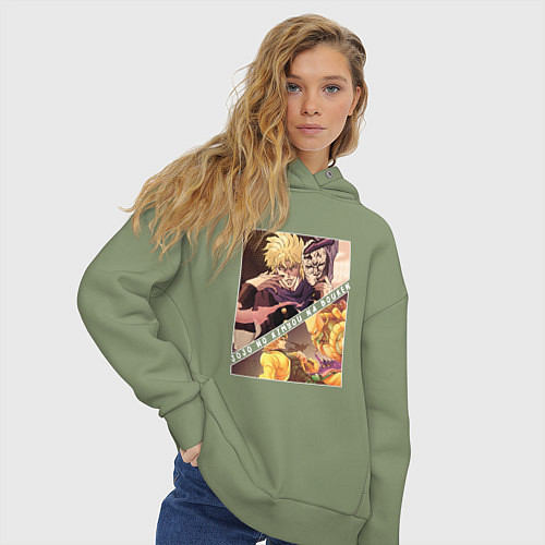 Женское худи оверсайз Дио Брандо из ДжоДжо / Авокадо – фото 3