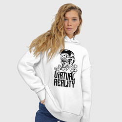 Толстовка оверсайз женская Virtual reality Dinosaur, цвет: белый — фото 2