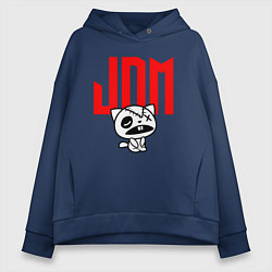 Толстовка оверсайз женская JDM Kitten-Zombie Japan, цвет: тёмно-синий