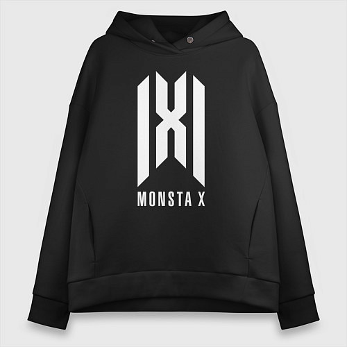 Женское худи оверсайз Monsta x logo / Черный – фото 1