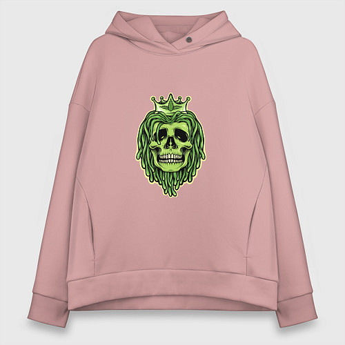 Женское худи оверсайз Green Skull / Пыльно-розовый – фото 1