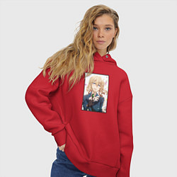 Толстовка оверсайз женская Радостная Вайолет арт, цвет: красный — фото 2