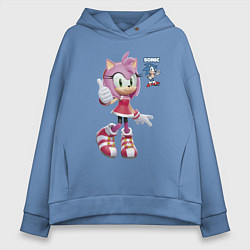 Толстовка оверсайз женская Sonic Amy Rose Video game, цвет: мягкое небо