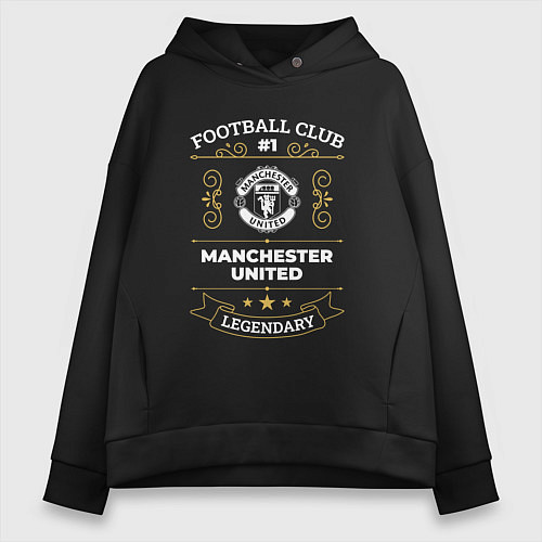 Женское худи оверсайз Manchester United FC 1 / Черный – фото 1