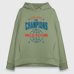 Толстовка оверсайз женская QUEEN WE ARE THE CHAMPIONS, цвет: авокадо