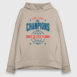 Толстовка оверсайз женская QUEEN WE ARE THE CHAMPIONS, цвет: миндальный