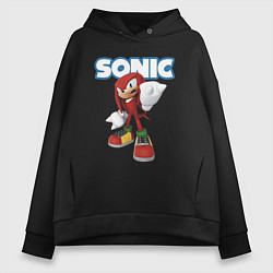 Толстовка оверсайз женская Knuckles Echidna Sonic Video game Ехидна Наклз Вид, цвет: черный