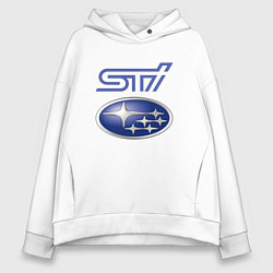 Толстовка оверсайз женская SUBARU STI FS, цвет: белый