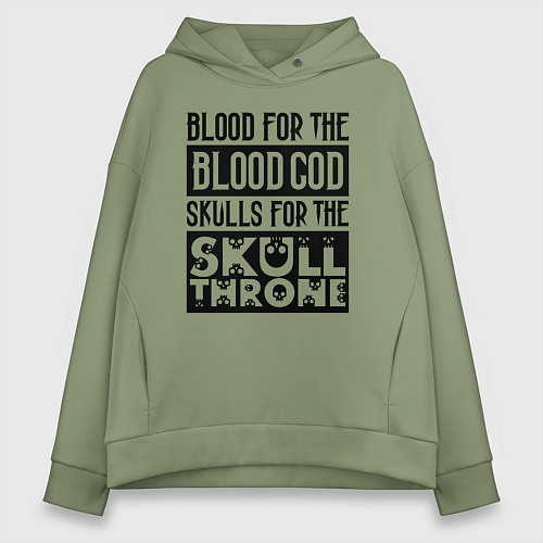 Женское худи оверсайз Девиз последователей Кхорна для светлого фона / Авокадо – фото 1