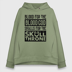 Толстовка оверсайз женская Девиз последователей Кхорна для светлого фона, цвет: авокадо